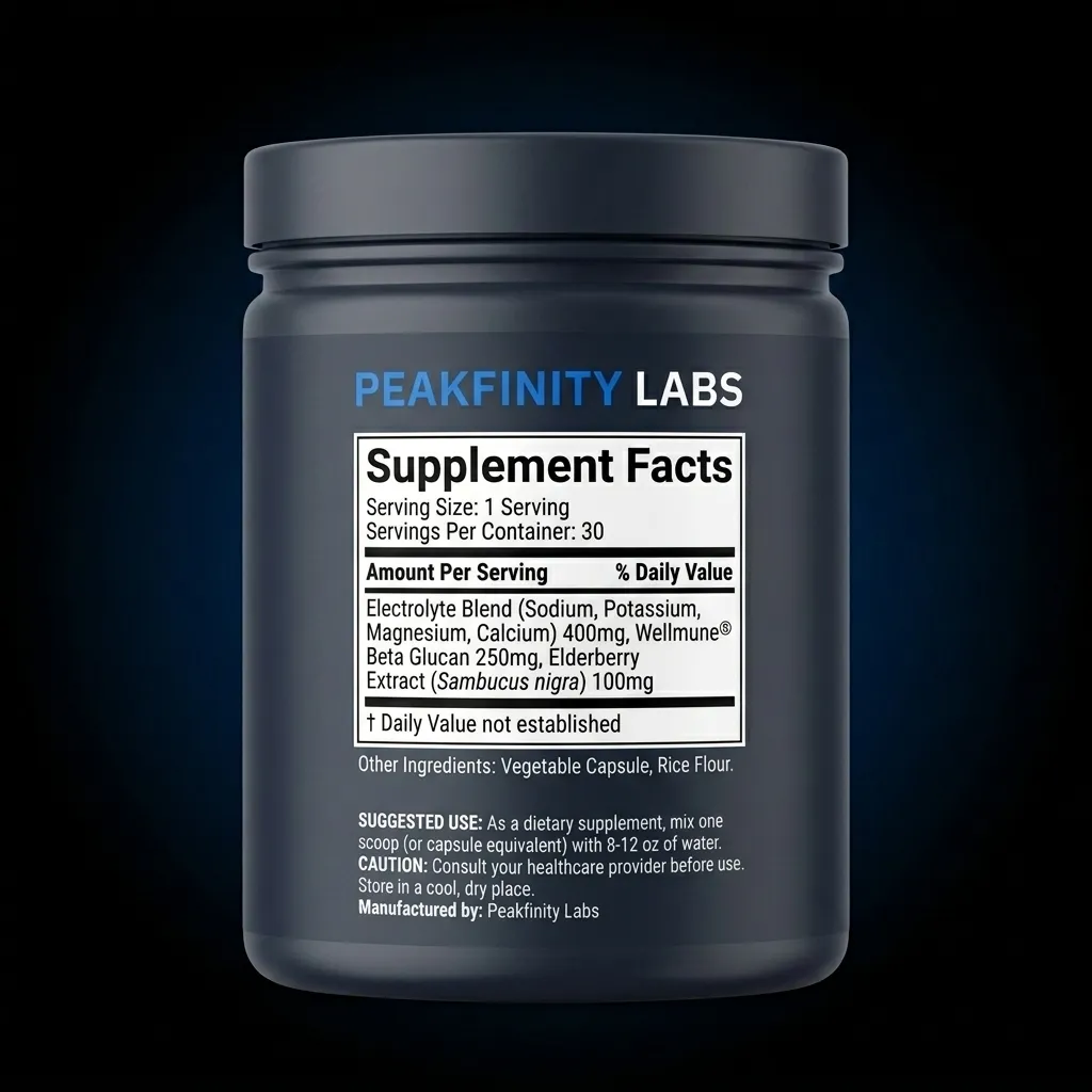 Hydration & Immunity Electrolyte Powder — representative back label artwork (Supplement Facts panel)
