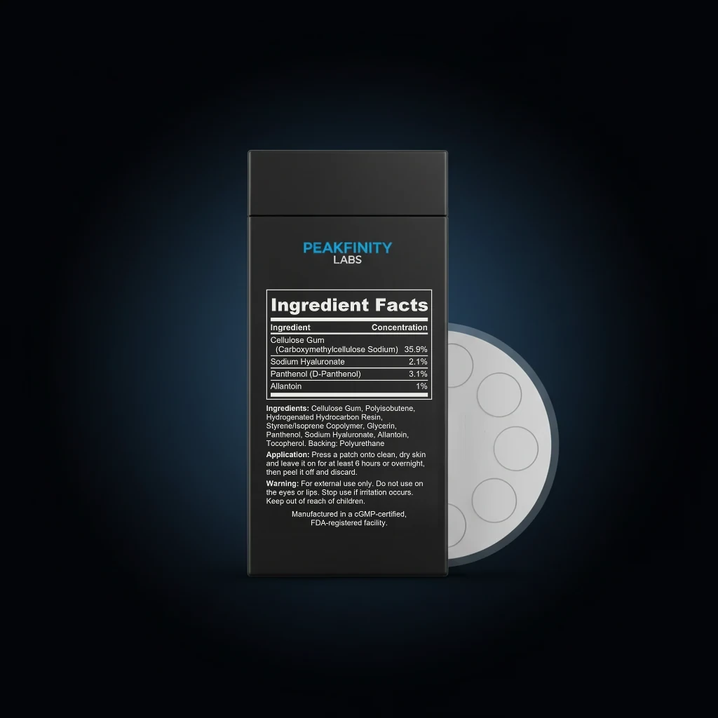 Hydrocolloid Acne Pimple Patches back label and ingredient panel