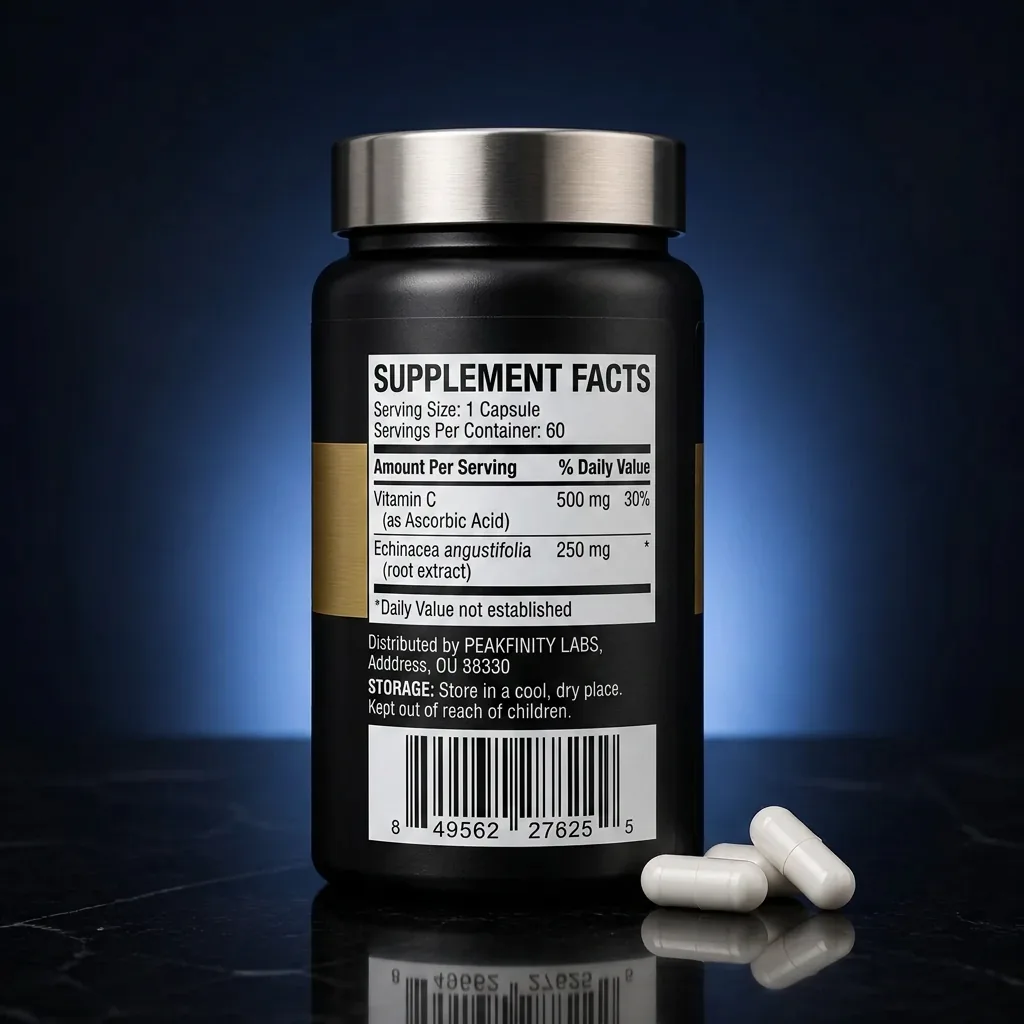 Immune Support Capsules with Vitamin C & Echinacea Complex — representative back label artwork (Supplement Facts panel)