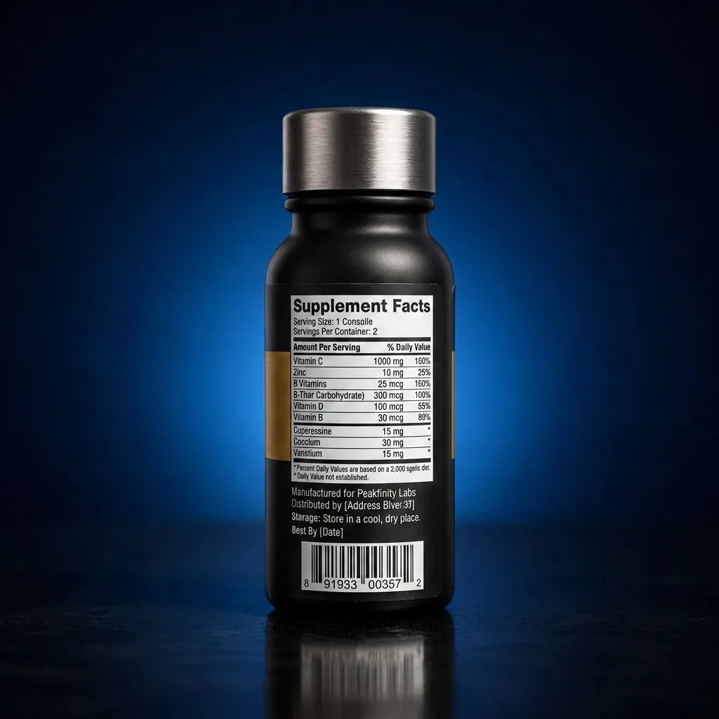 Immunity & Metabolism Liquid Supershot with Vitamin C & L-Tyrosine — representative back label artwork (Supplement Facts panel)