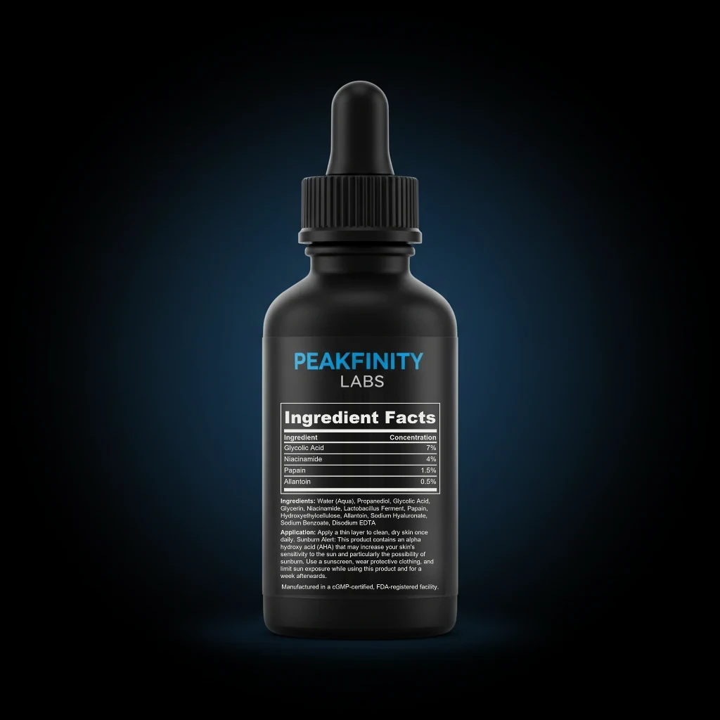 Ingrown Hair & Razor Bump Body Serum with Glycolic Acid back label and ingredient panel