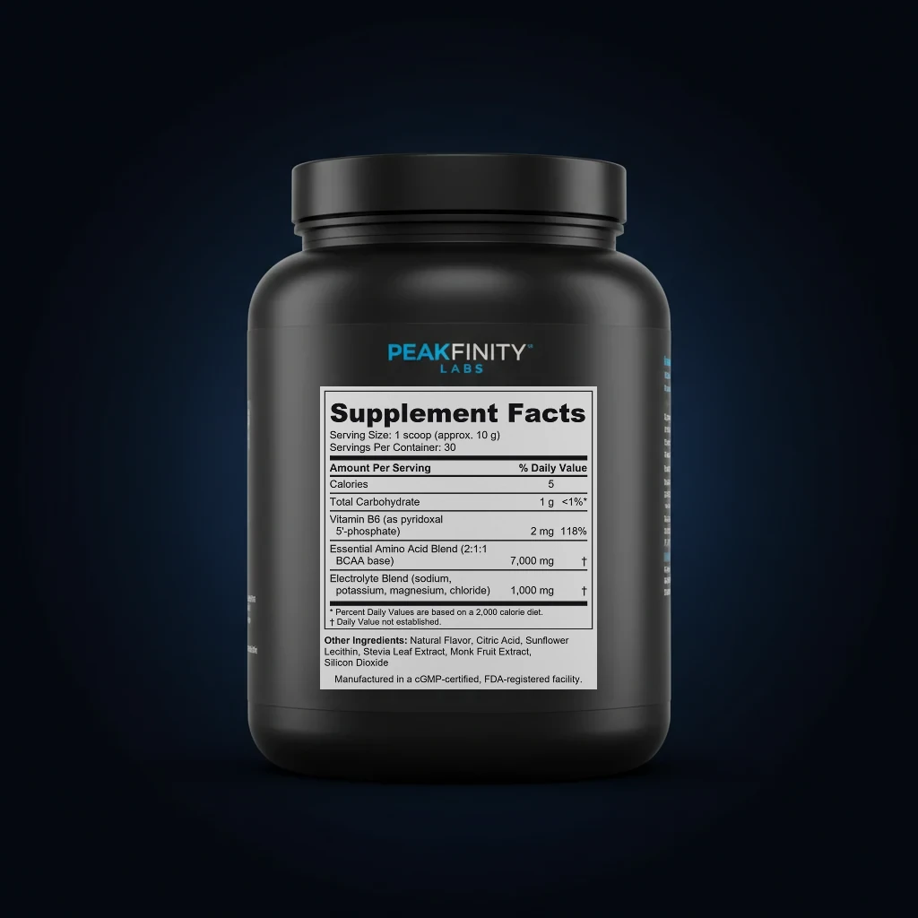 Intra-Workout EAA & Electrolyte Powder - Blue Raspberry back label and ingredient panel