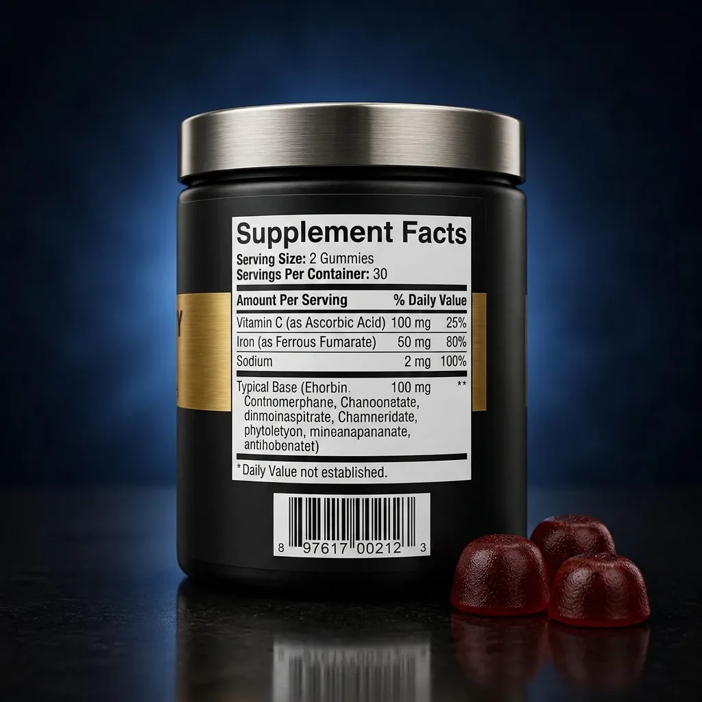 Iron Vitality Gummies with Vitamin C for Enhanced Absorption — representative back label artwork (Supplement Facts panel)