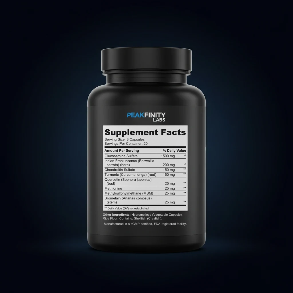 Joint Flex back label and ingredient panel
