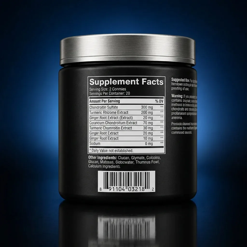 Joint Support Gummies with Chondroitin & Turmeric — representative back label artwork (Supplement Facts panel)