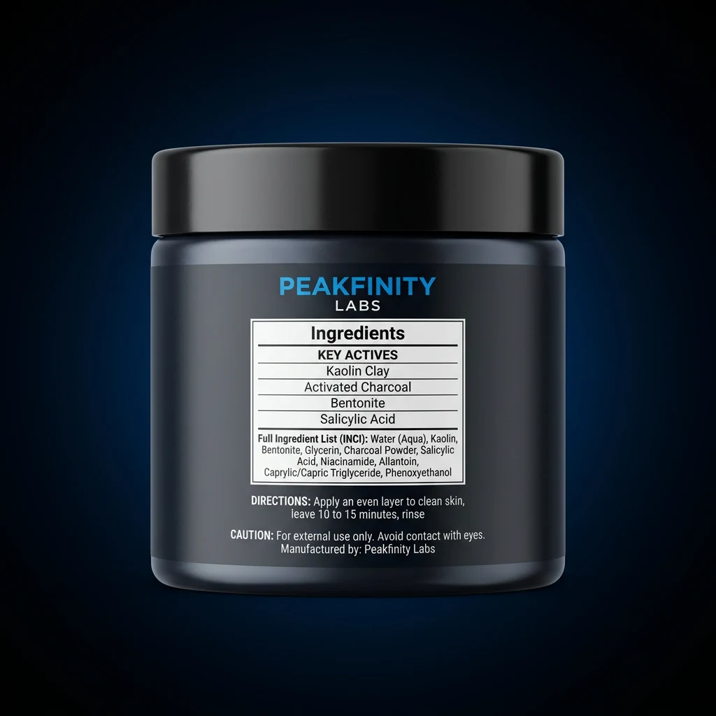 Kaolin & Charcoal Detox Clay Mask — representative back label artwork (Supplement Facts panel)