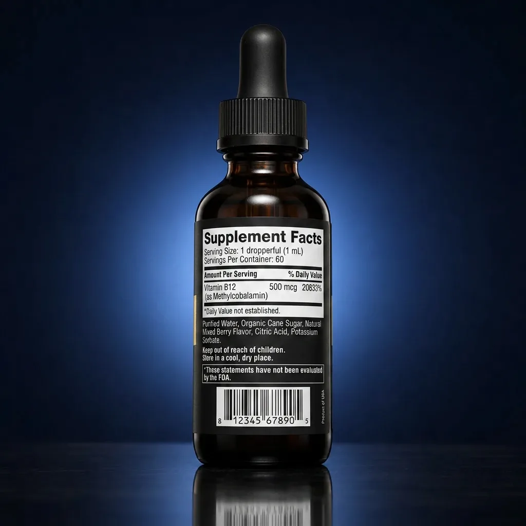 Kids Advanced Vitamin B12 Methylcobalamin Drops (Mixed Berry) — representative back label artwork (Supplement Facts panel)