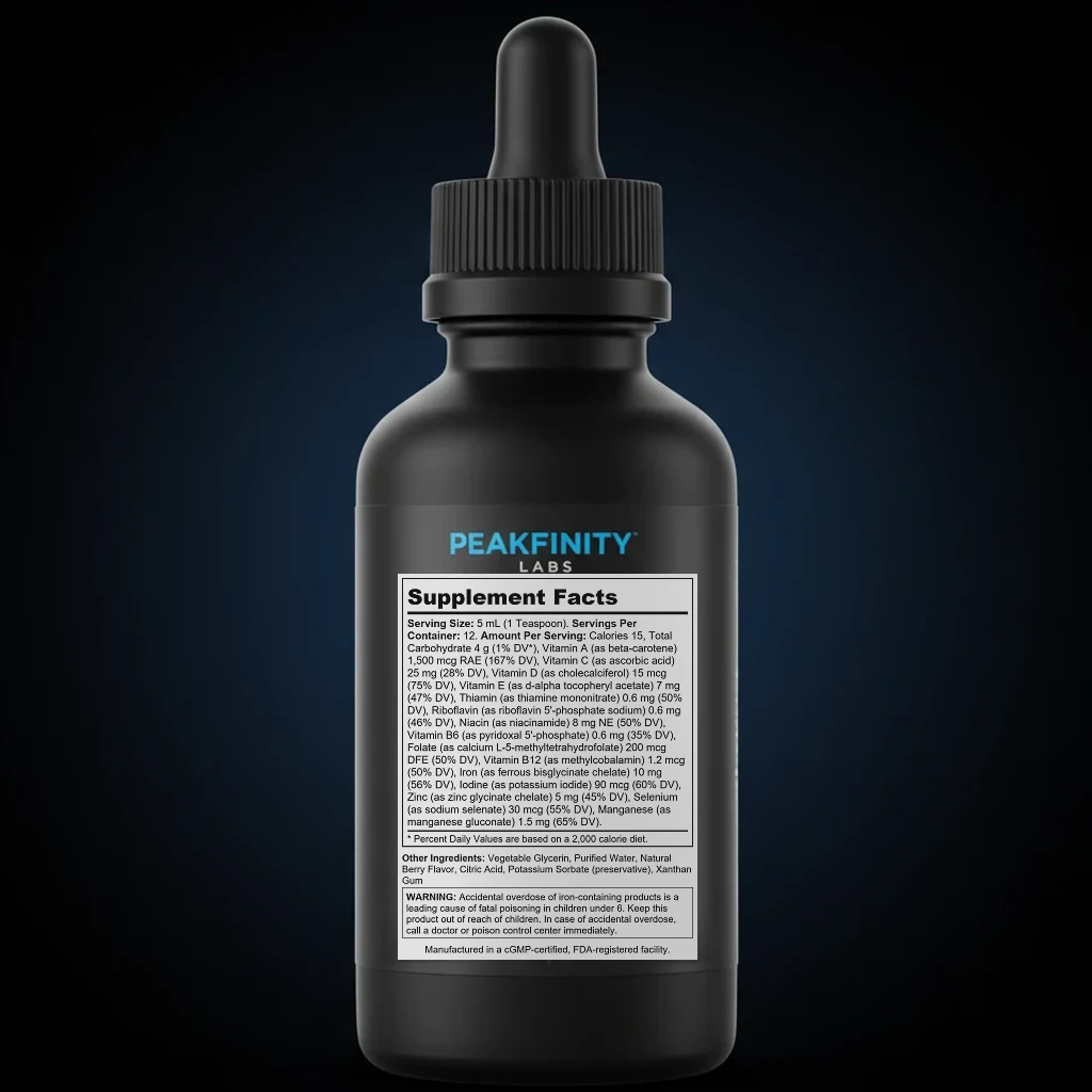 Kids Liquid Multivitamin with Iron - Berry back label and ingredient panel