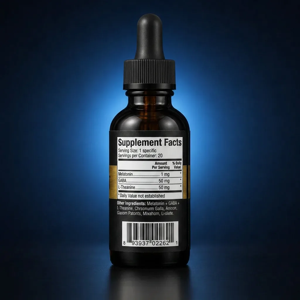 Kids Sleep Support Liquid with Melatonin, GABA & L-Theanine — representative back label artwork (Supplement Facts panel)
