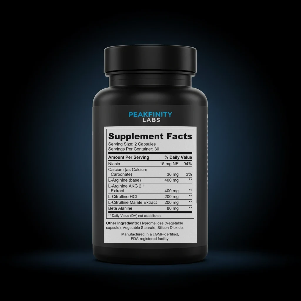 L-Arginine - No Blast back label and ingredient panel