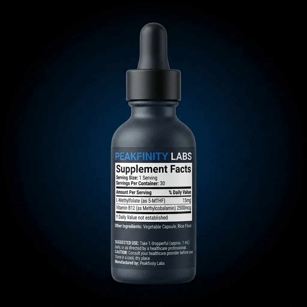 Liquid L-Methylfolate & B12 Complex — representative back label artwork (Supplement Facts panel)
