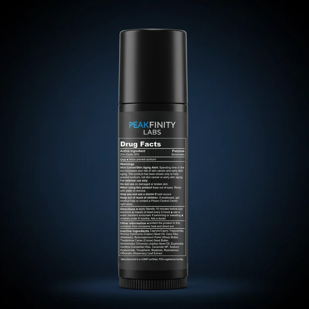 Lip Balm with SPF 30 & Hyaluronic Acid back label and ingredient panel