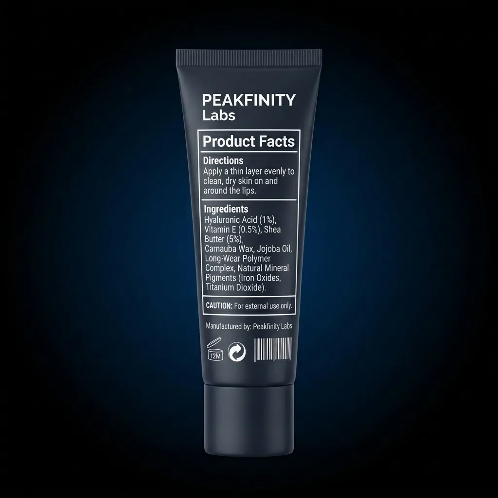 Private Label Lip Kit Collection — representative back label artwork (Supplement Facts panel)