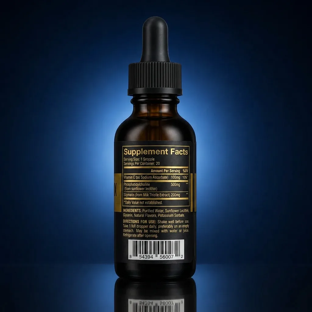Liposomal Detox & Recovery Liquid with Milk Thistle & Beet Root — representative back label artwork (Supplement Facts panel)