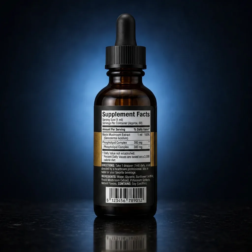 Liposomal Reishi Mushroom Liquid with Phospholipid Complex — representative back label artwork (Supplement Facts panel)