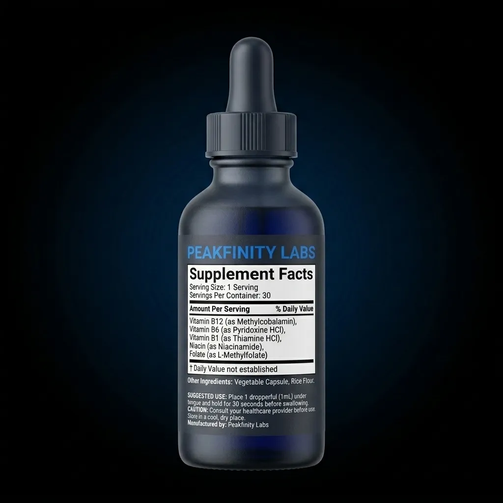 Liquid B12 B-Complex Drops — representative back label artwork (Supplement Facts panel)