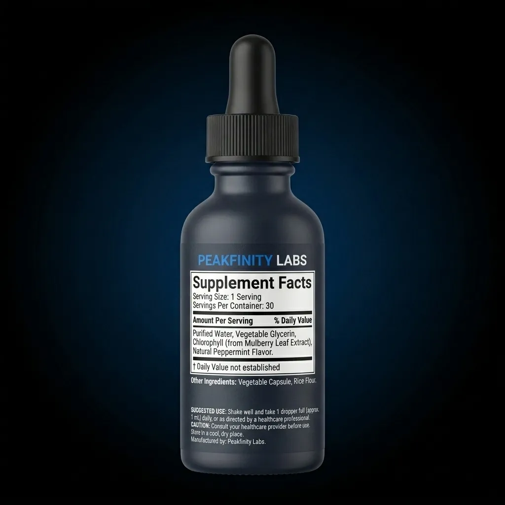 Private Label Liquid Chlorophyll Drops with Peppermint — representative back label artwork (Supplement Facts panel)