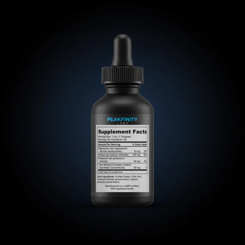 Liquid Electrolyte Concentrate Drops back label and ingredient panel