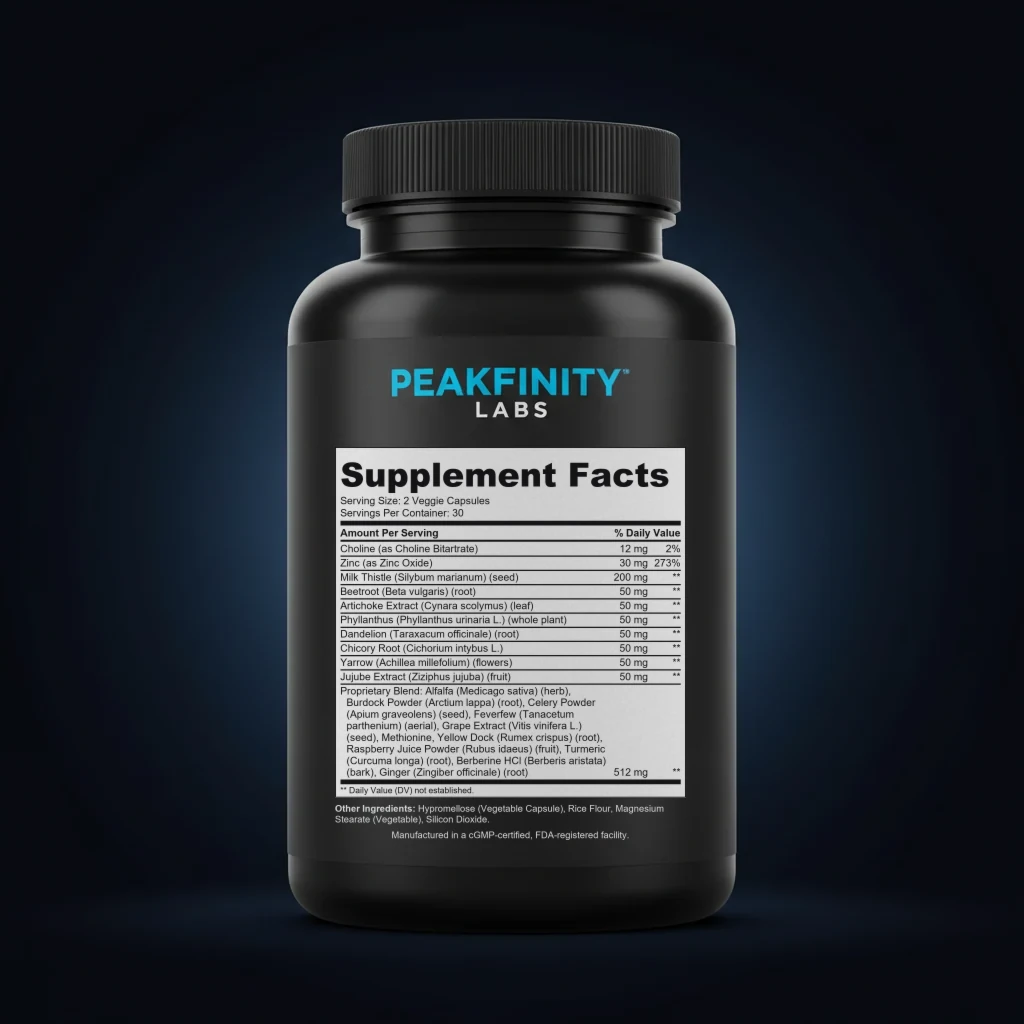 Liver Care back label and ingredient panel