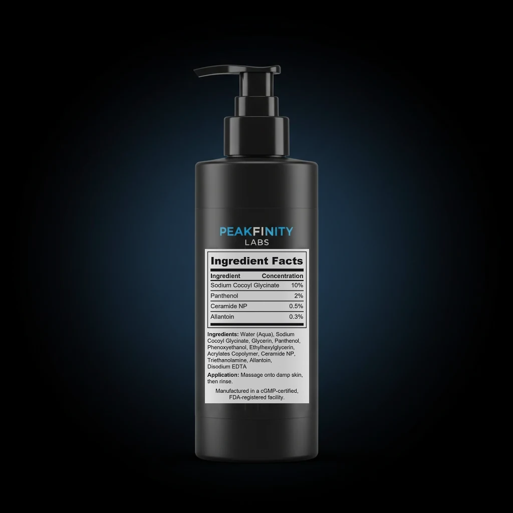 Low-pH Gel Cleanser for Sensitive Skin back label and ingredient panel