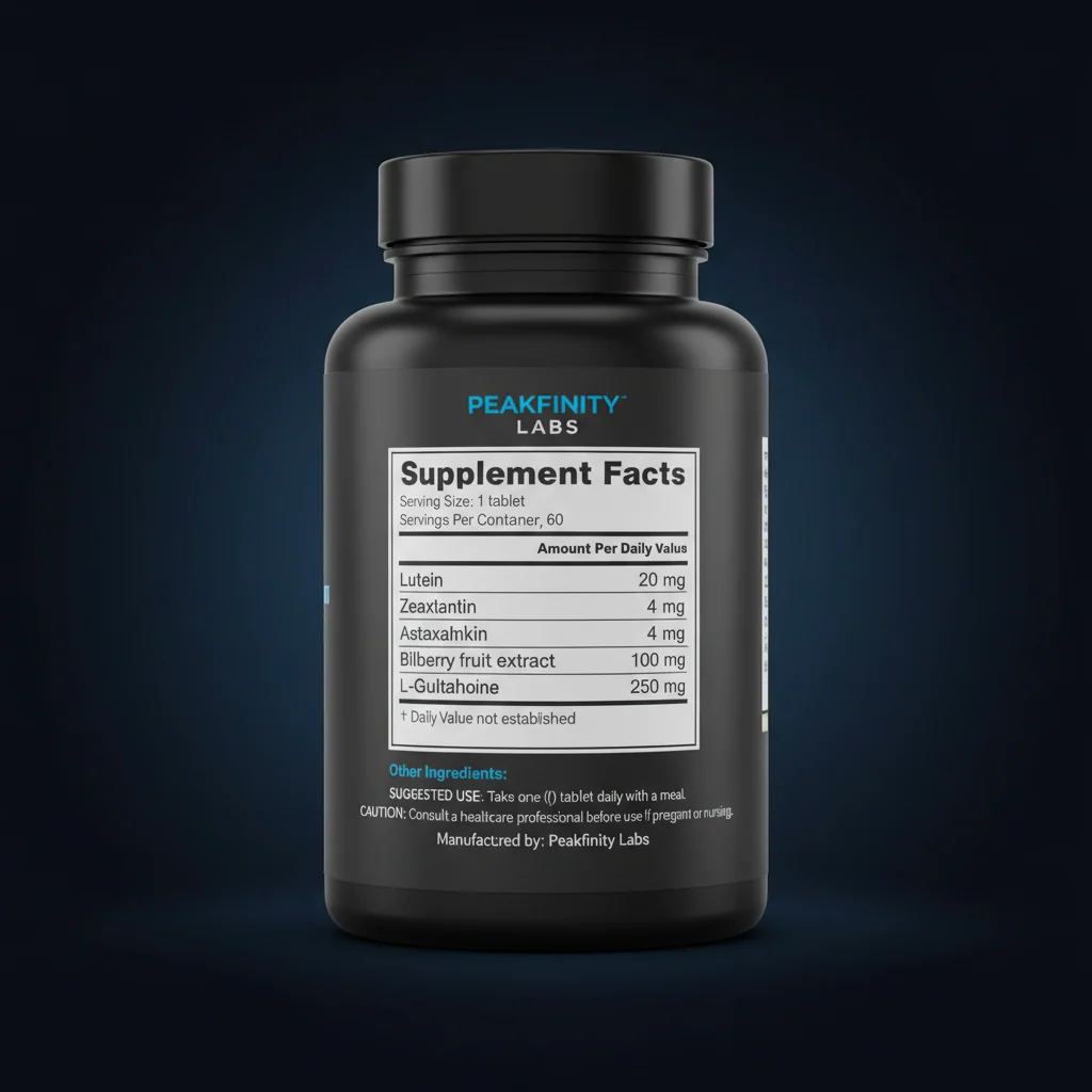 Lutein, Zeaxanthin & Astaxanthin Eye Health Tablets — back label / ingredients panel
