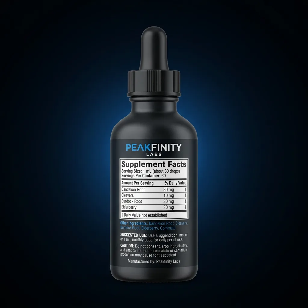 Lymphatic Drainage & Debloat Liquid Drops — representative back label artwork (Supplement Facts panel)