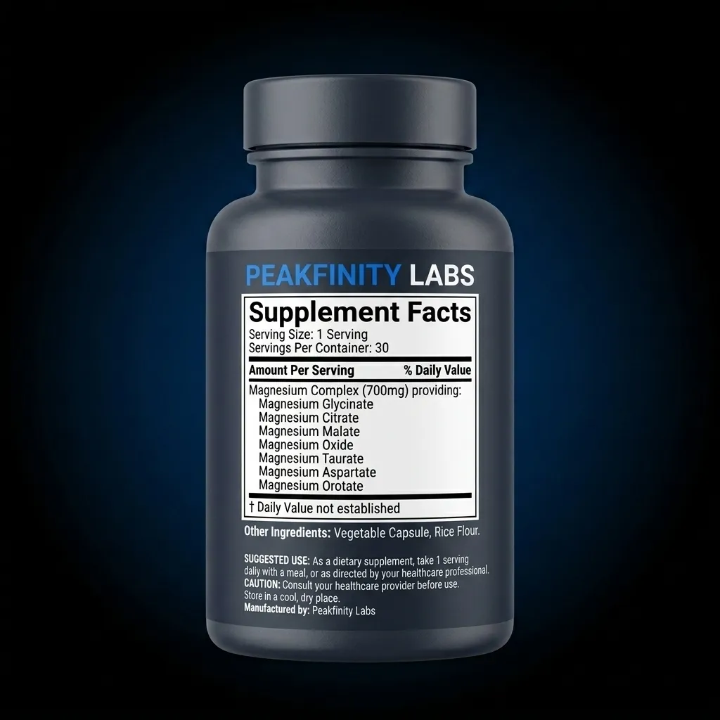 Comprehensive 12-in-1 Magnesium Complex — representative back label artwork (Supplement Facts panel)