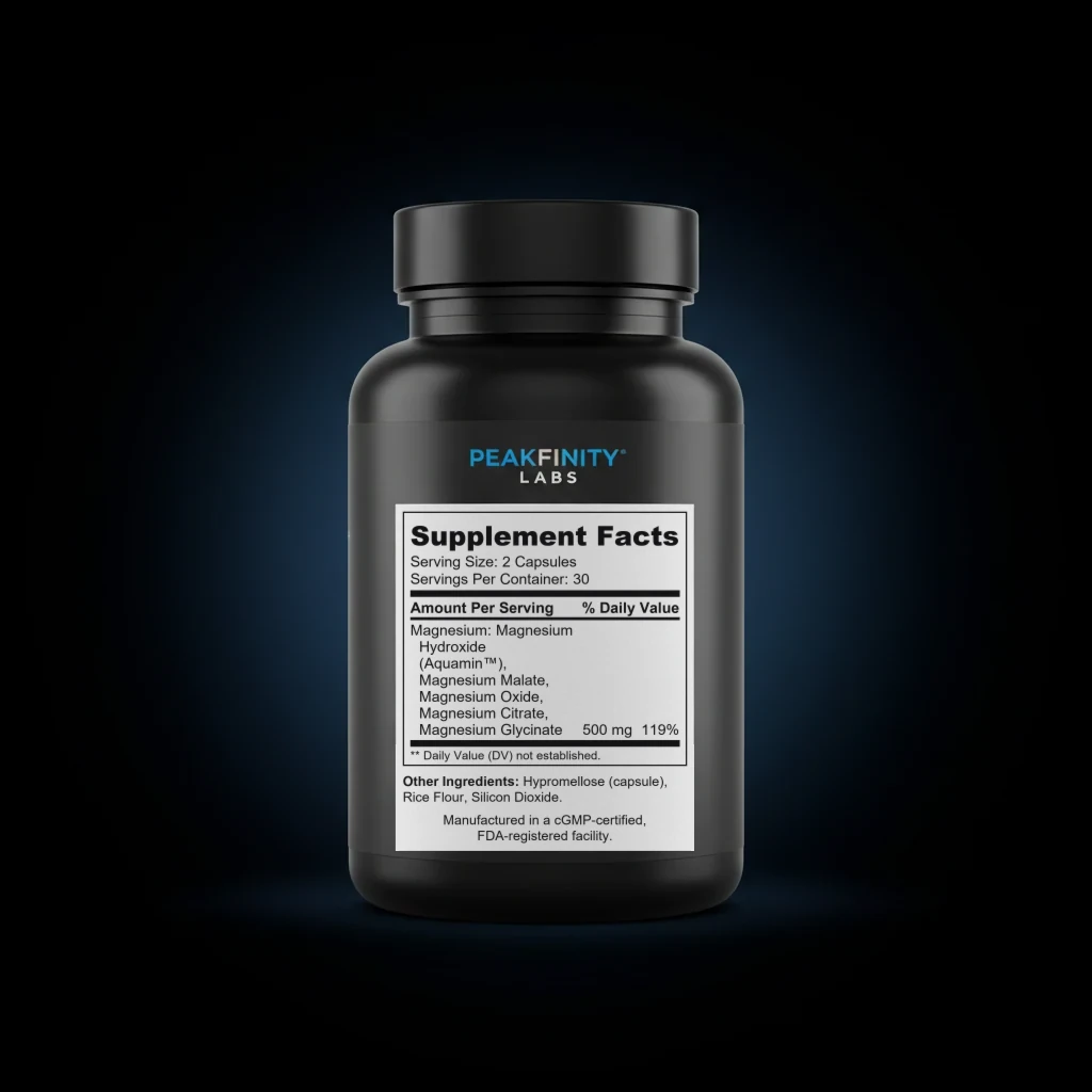 Magnesium Complex back label and ingredient panel