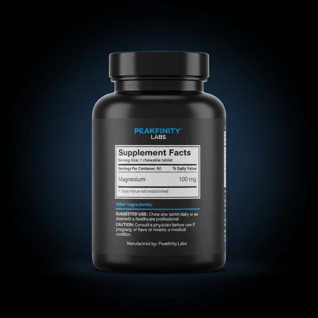 Magnesium Glycerophosphate Chewable Tablets — back label / ingredients panel