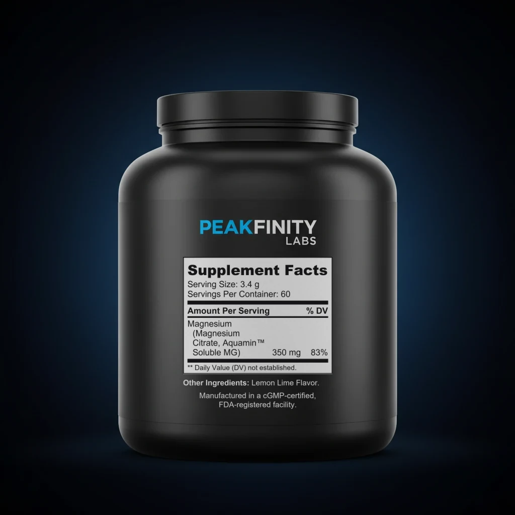 Magnesium Powder (Lemon Lime) back label and ingredient panel
