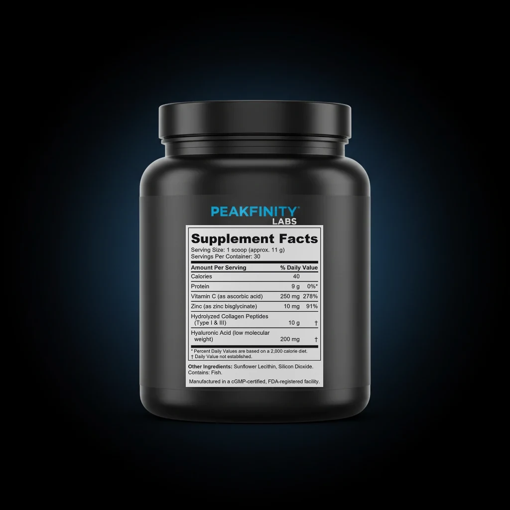 Marine Collagen Peptides Powder with Hyaluronic Acid - Unflavored back label and ingredient panel