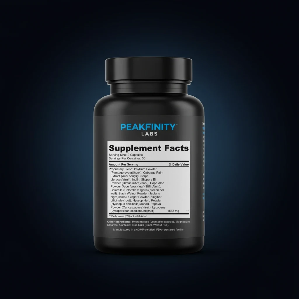 Max Detox back label and ingredient panel