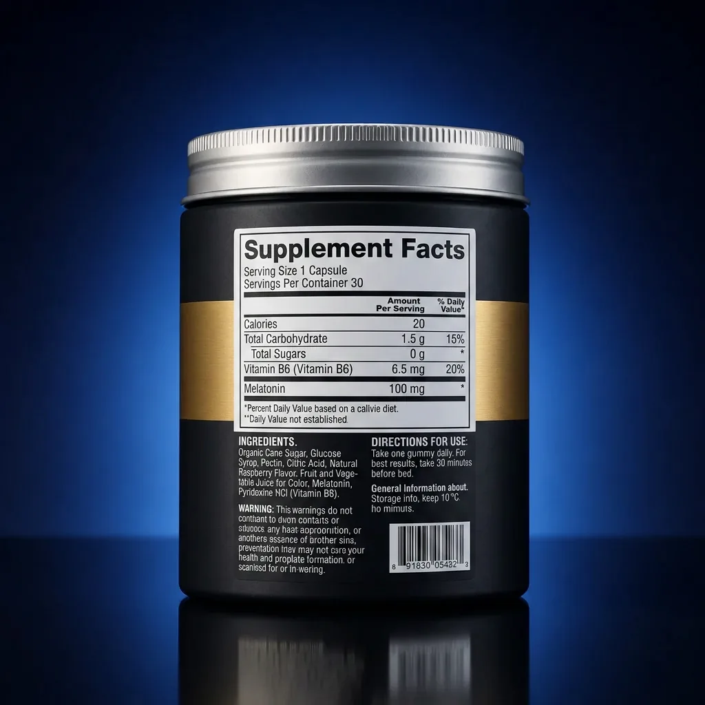 Melatonin & Vitamin B6 Sleep Support Gummies — representative back label artwork (Supplement Facts panel)