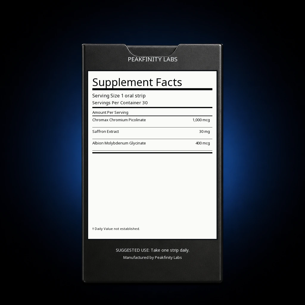 Melt-in-Mouth Appetite Control Strips with Saffron — back label / ingredients panel