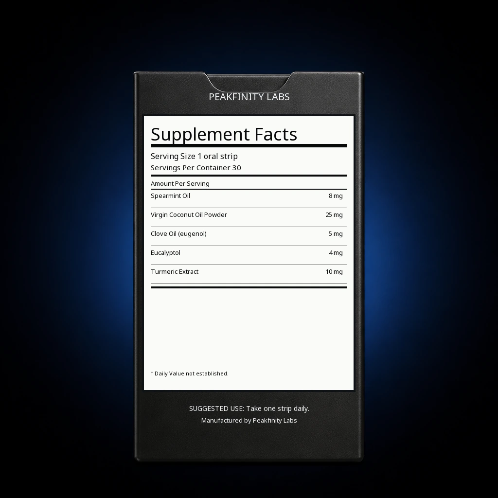 Melt-in-Mouth Fresh Breath & Dental Strips — back label / ingredients panel