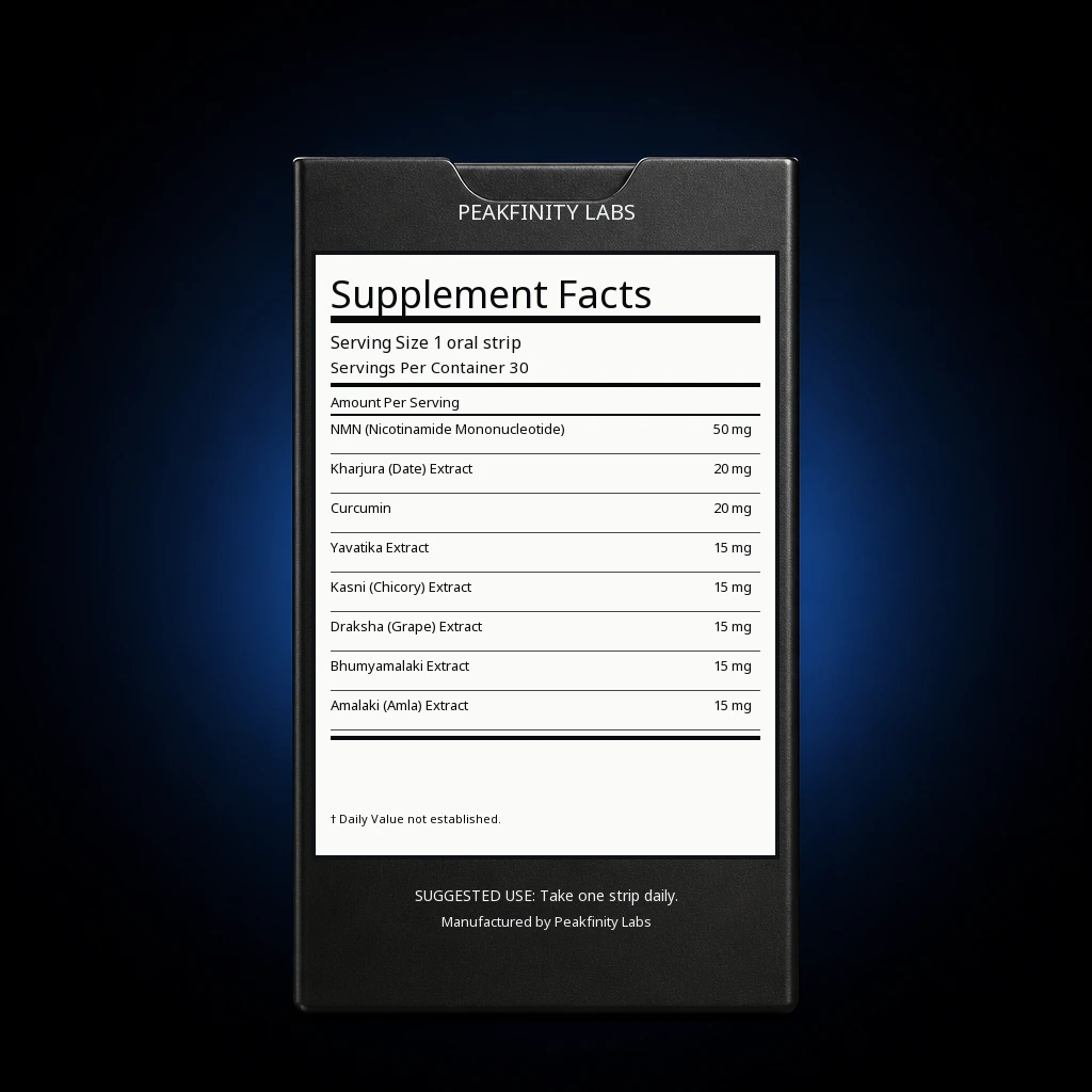 Melt-in-Mouth Hangover Recovery Strips with NMN — back label / ingredients panel