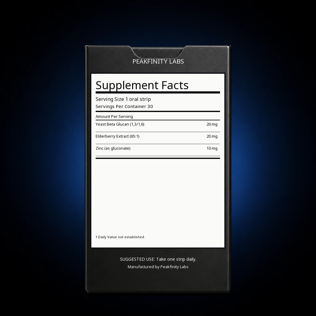 Melt-in-Mouth Immune Defense Strips — back label / ingredients panel