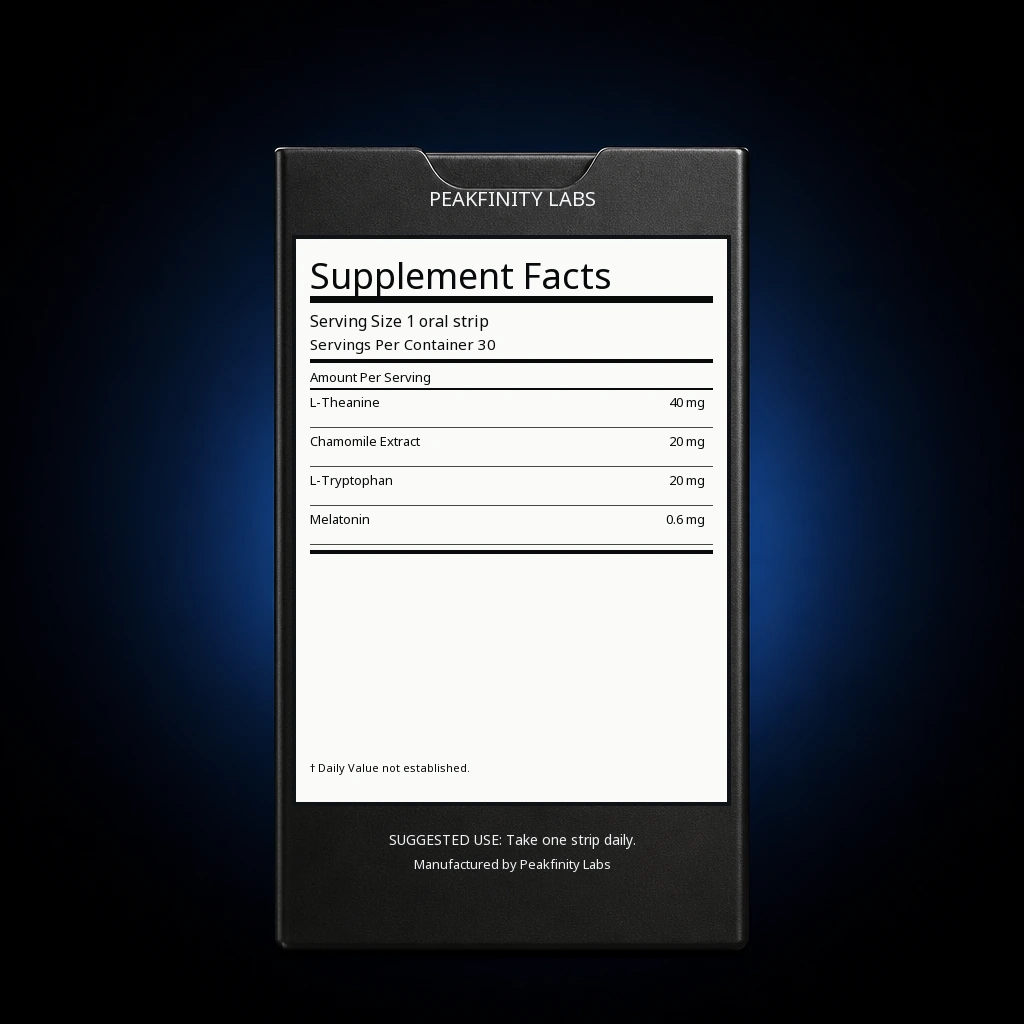 Melt-in-Mouth Pet Calming Strips — back label / ingredients panel