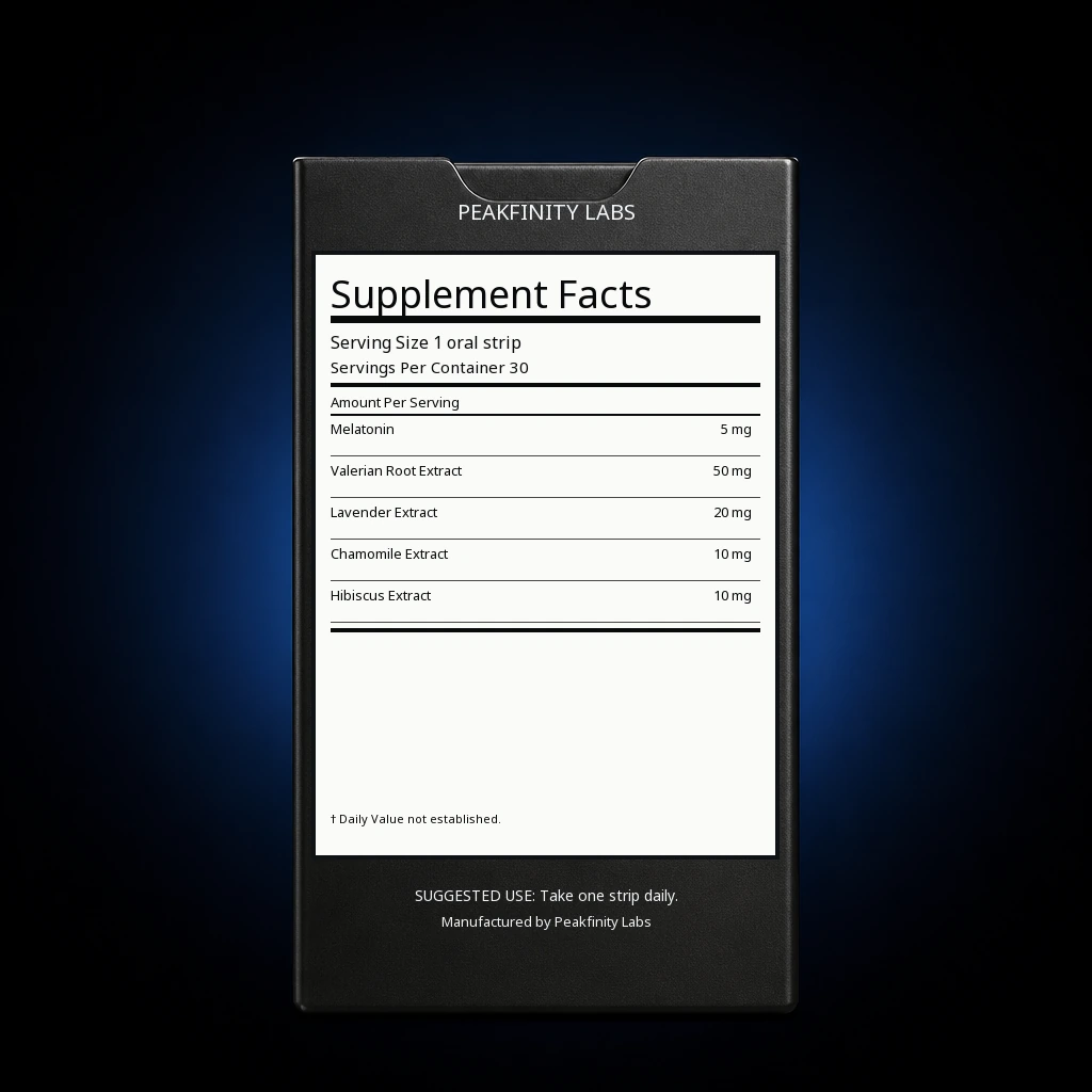 Melt-in-Mouth Sleep Strips with Melatonin — back label / ingredients panel