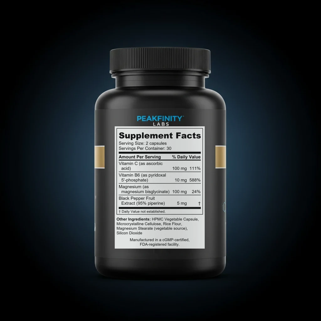 Menopause Sleep & Night Sweat Support Capsules back label and ingredient panel