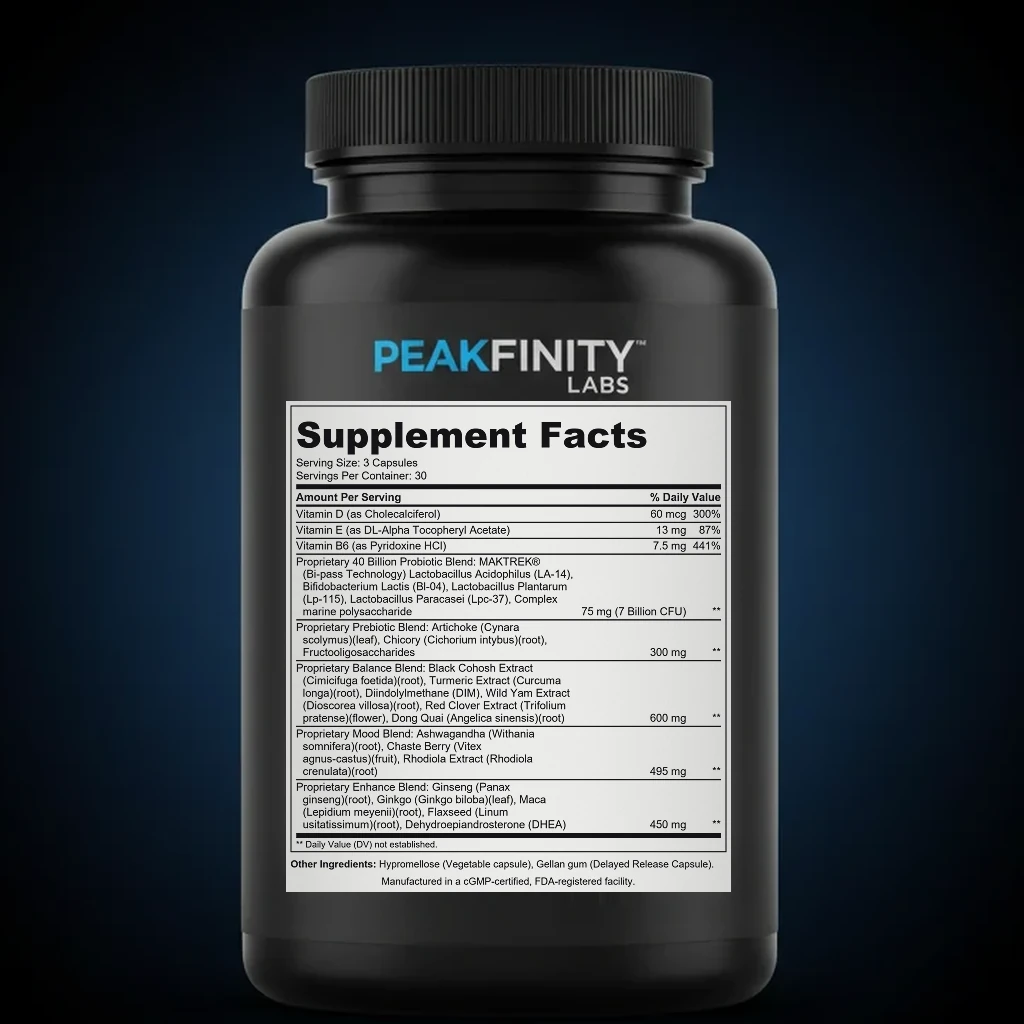Menopause Support back label and ingredient panel