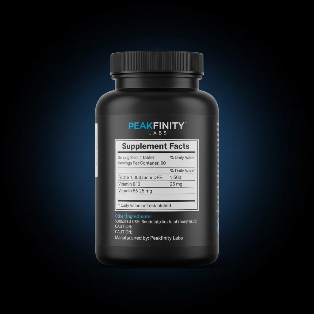 Methylfolate, B12 & B6 Tablets — back label / ingredients panel