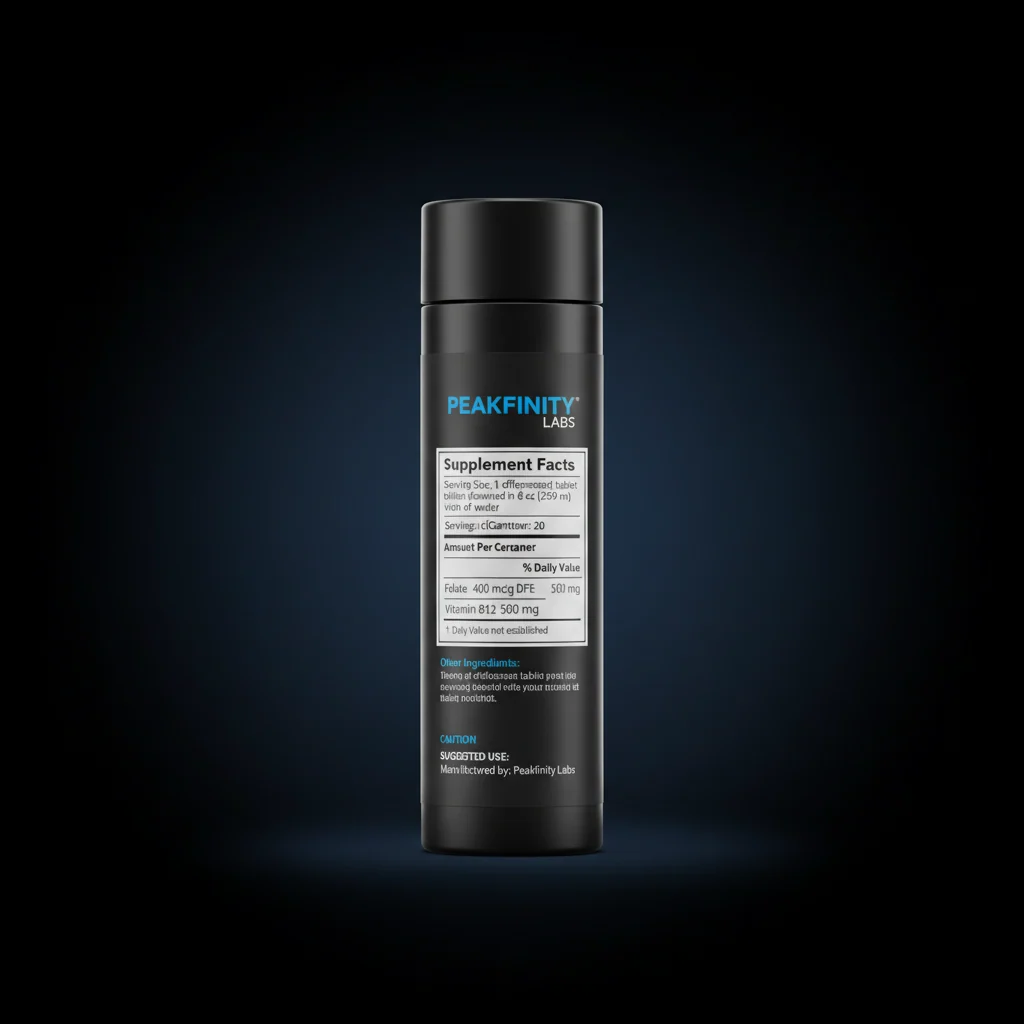 Methylfolate & Vitamin B12 Effervescent Tablets — back label / ingredients panel
