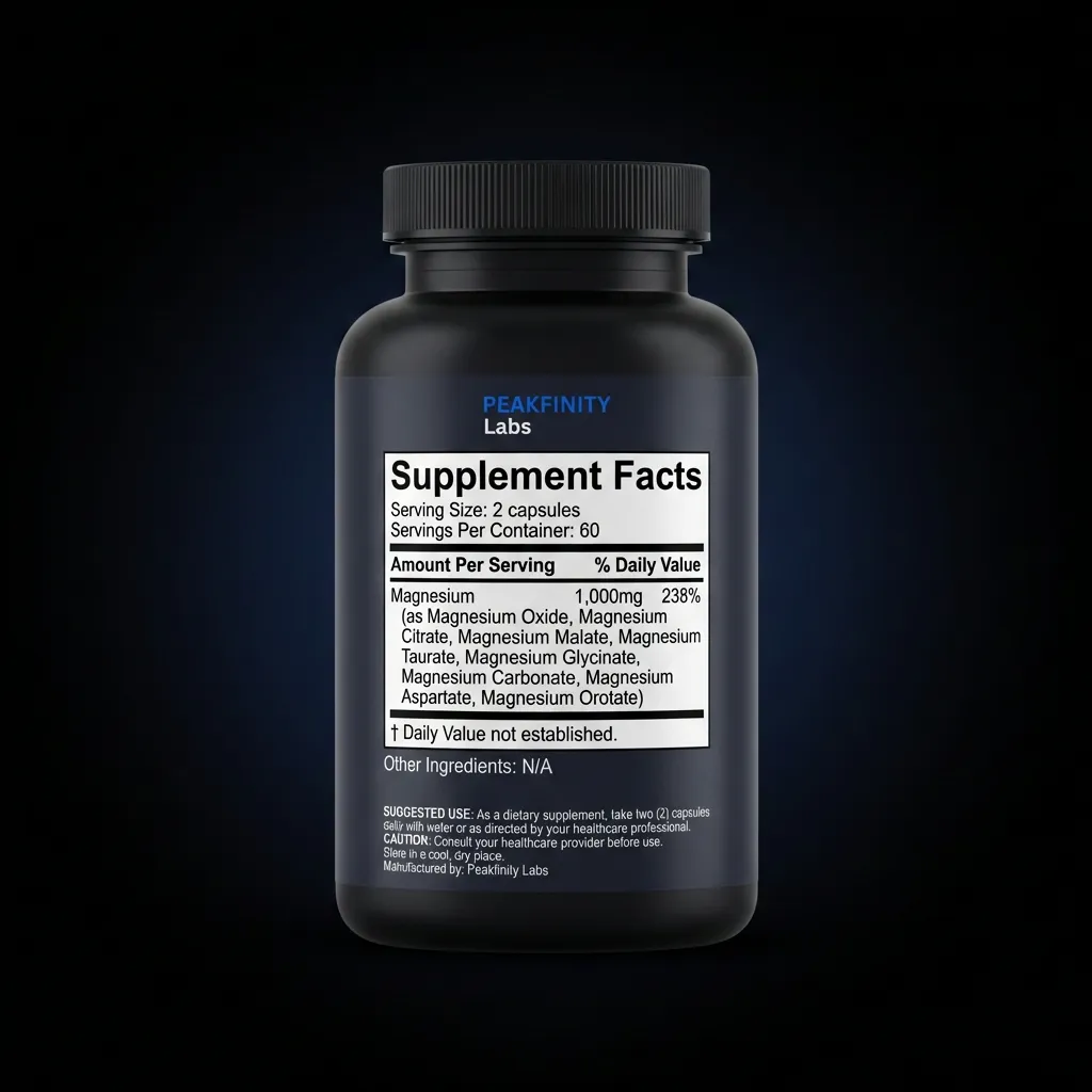 8-Form Magnesium Complex Capsules — back label / supplement facts
