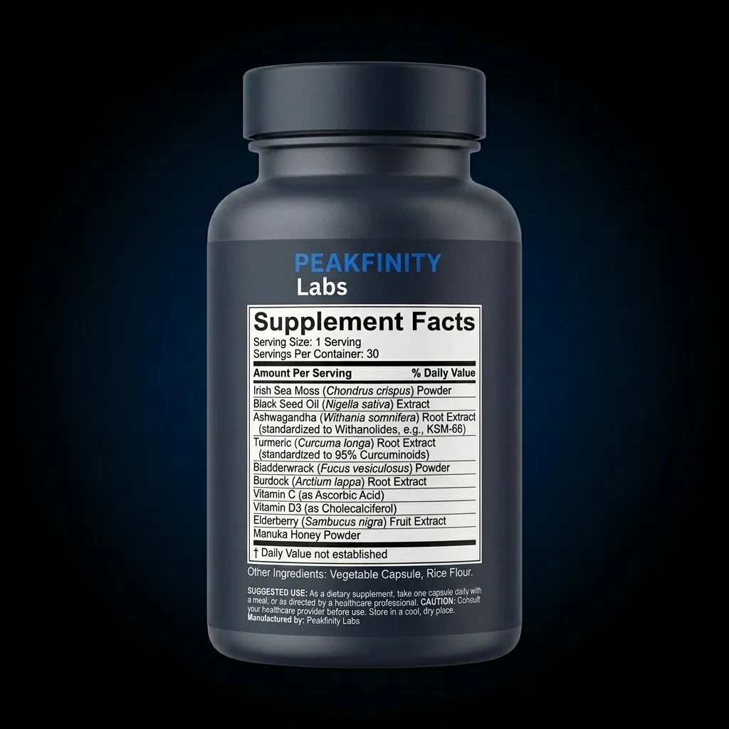 Multi-Mineral & Botanical Immune Support Complex — representative back label artwork (Supplement Facts panel)