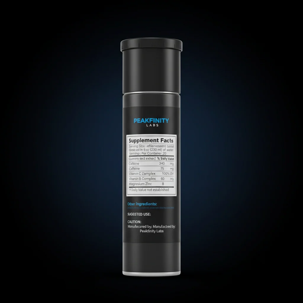 Multivitamin, Mineral & Guarana Energy Effervescent Tablets — back label / ingredients panel