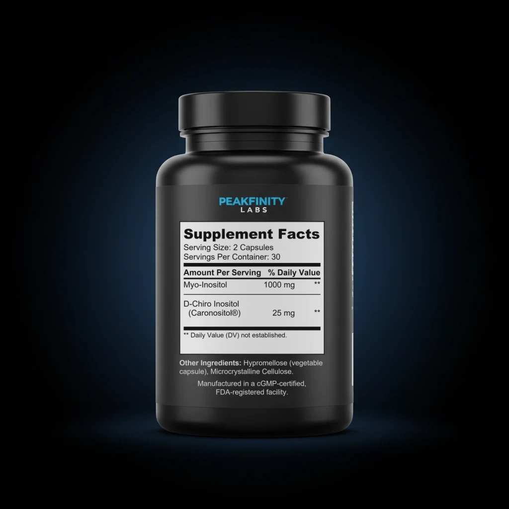 Myo D-Chiro Inositol back label and ingredient panel