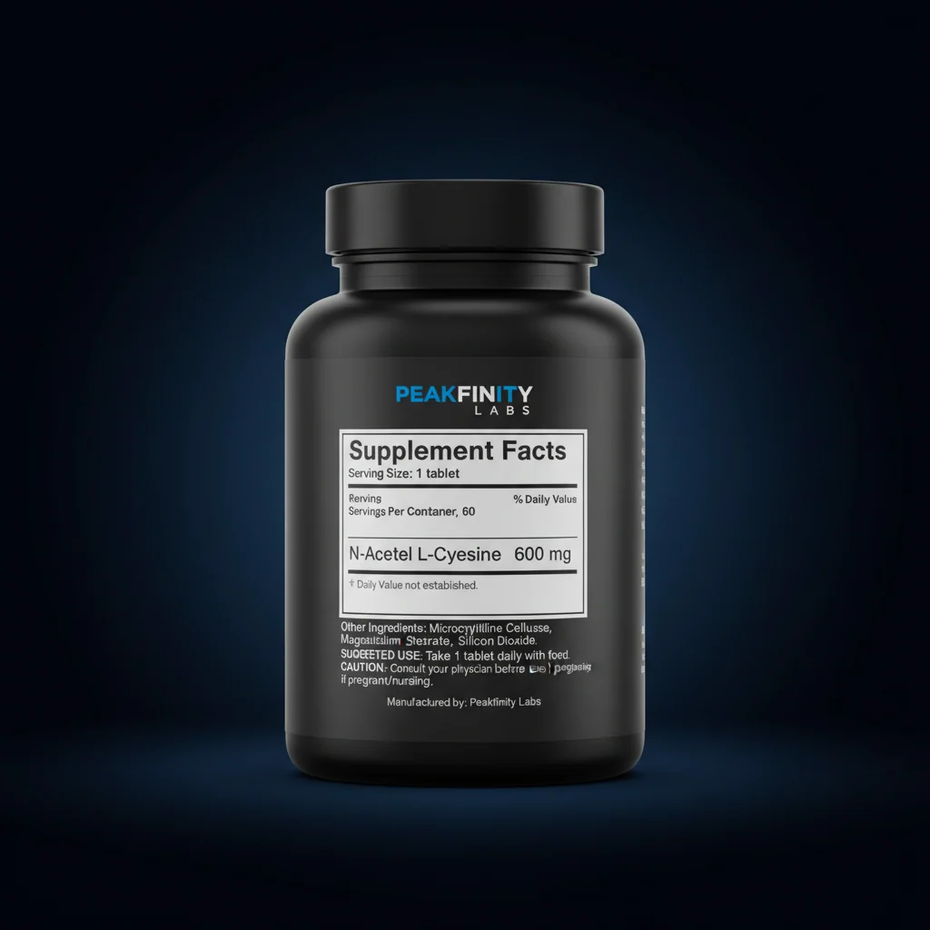 N-Acetyl Cysteine 600mg Tablets — back label / ingredients panel