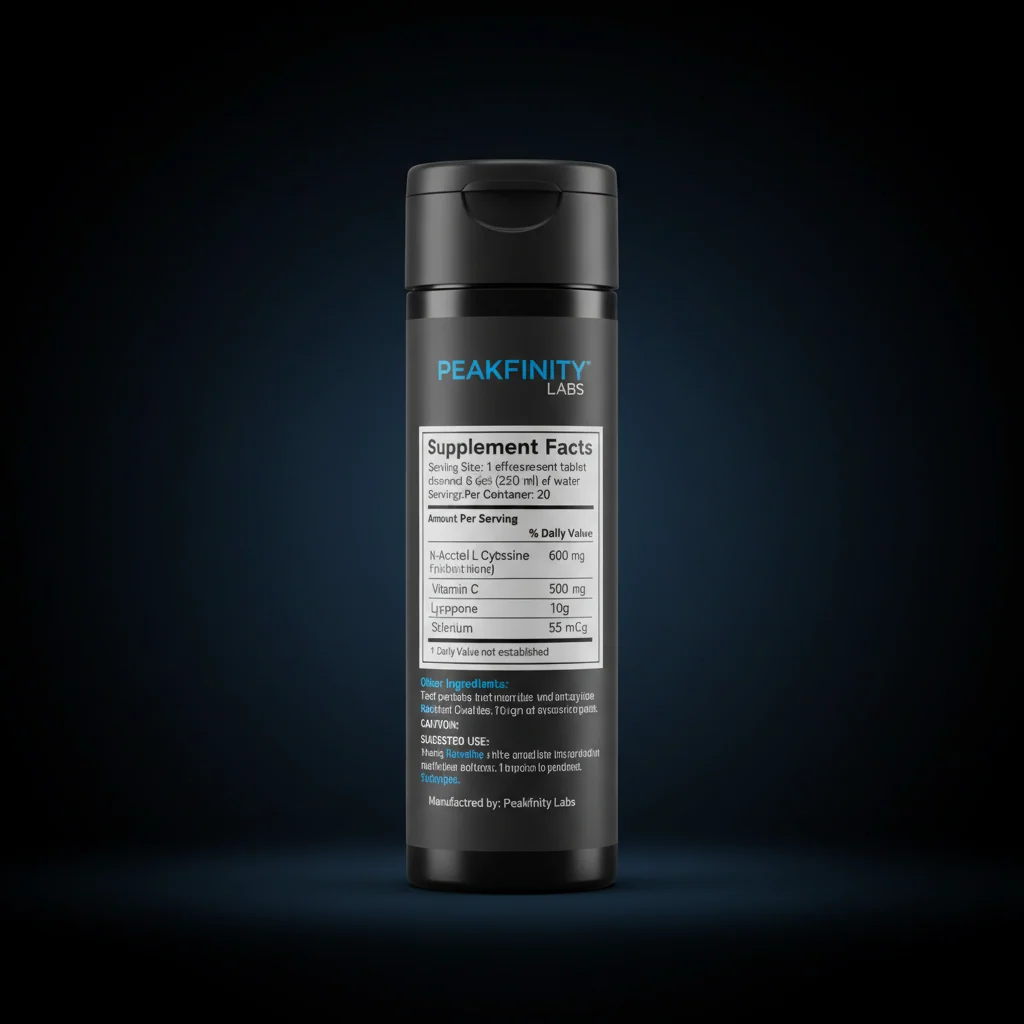 NAC, Vitamin C & Lycopene Antioxidant Effervescent Tablets — back label / ingredients panel