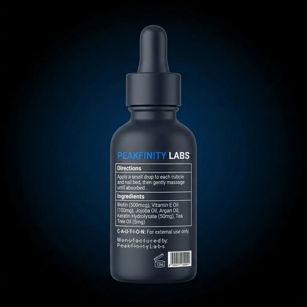 Nail Growth & Cuticle Support Oil — representative back label artwork (Supplement Facts panel)